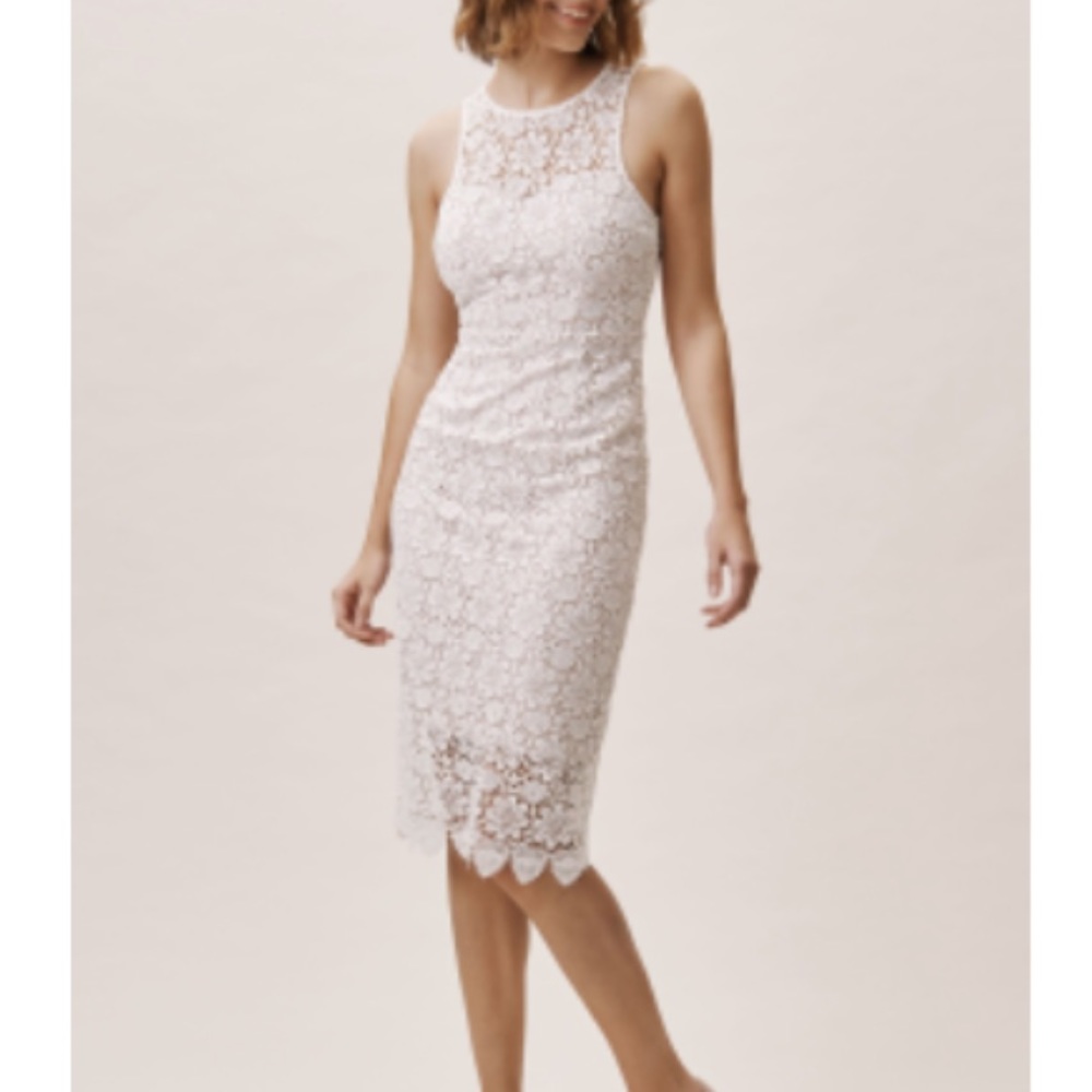 BHLDN peak hold back lace dress white